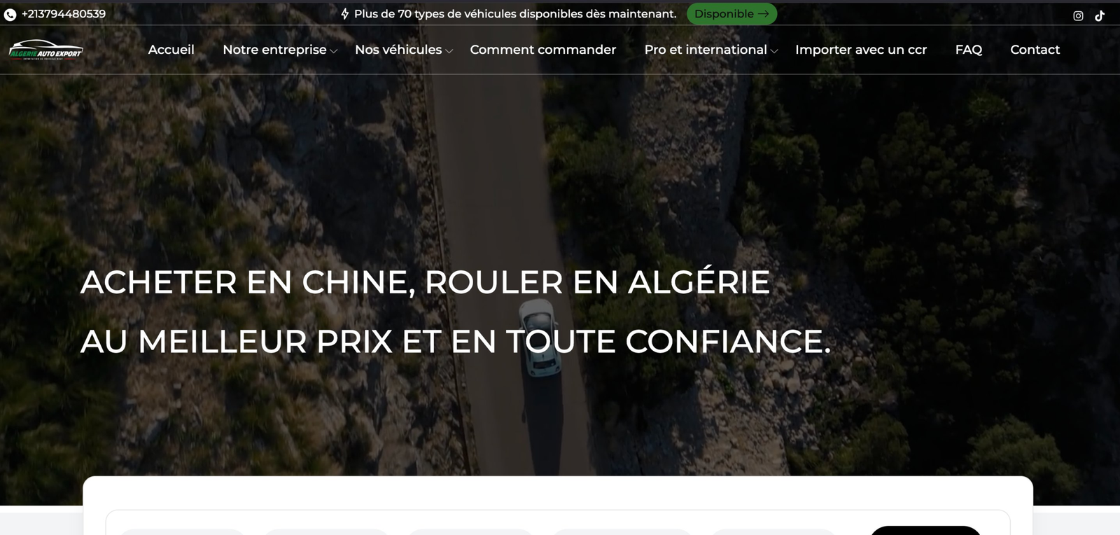 Hero du site Algérie Auto Export