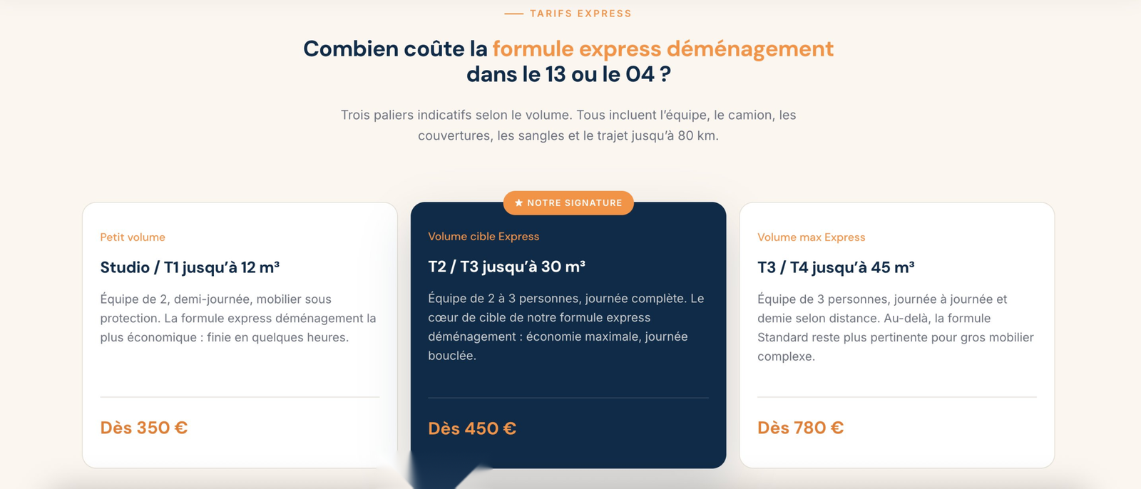 Tarifs Express OLS